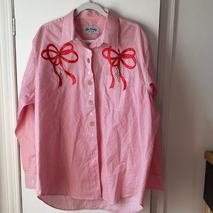 3/$20 Pinstripe Holiday Blouse